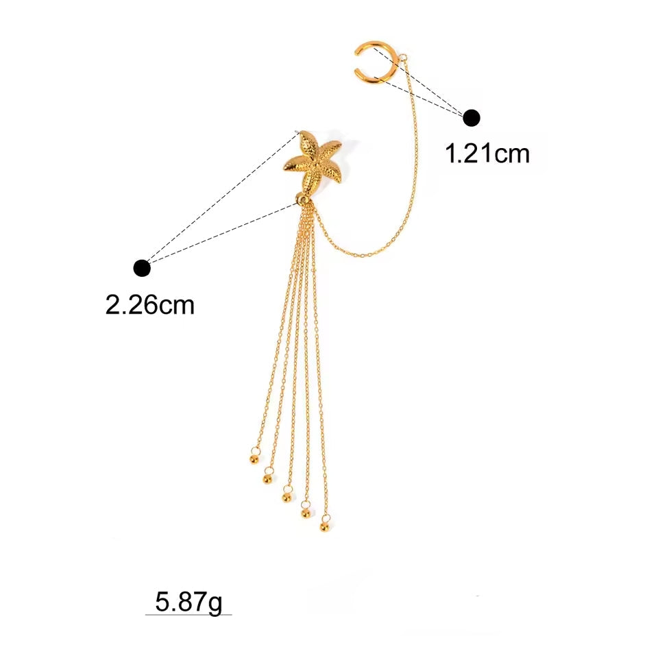 PENDIENTE Y EARCUFF ESTRELLA EN CASCADA