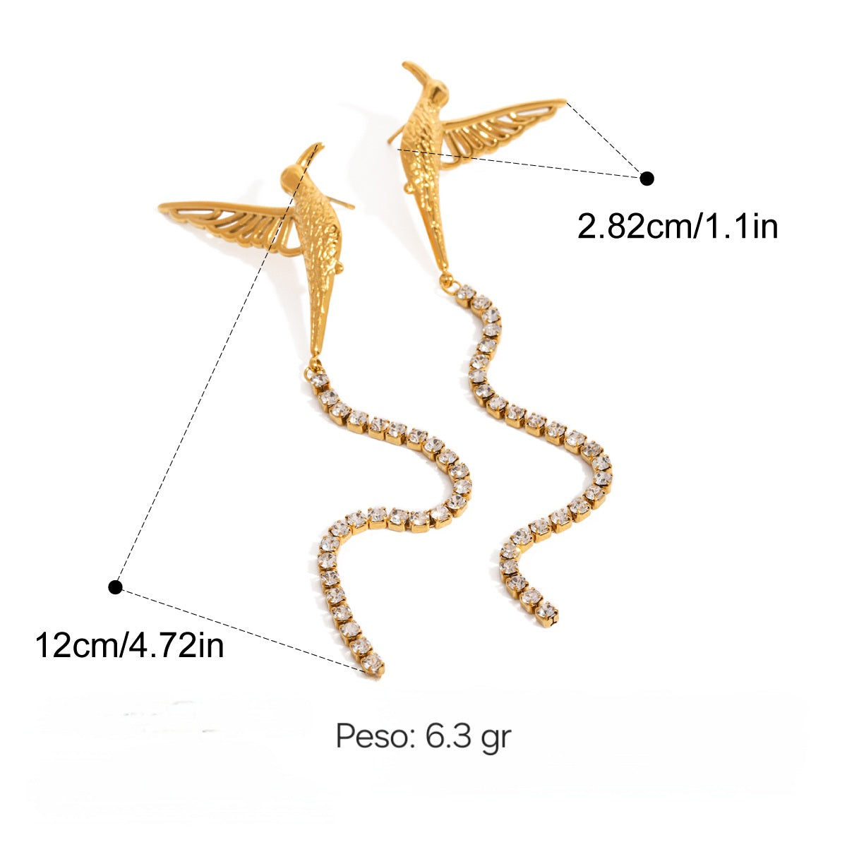 PENDIENTES COLIBRI CRISTAL