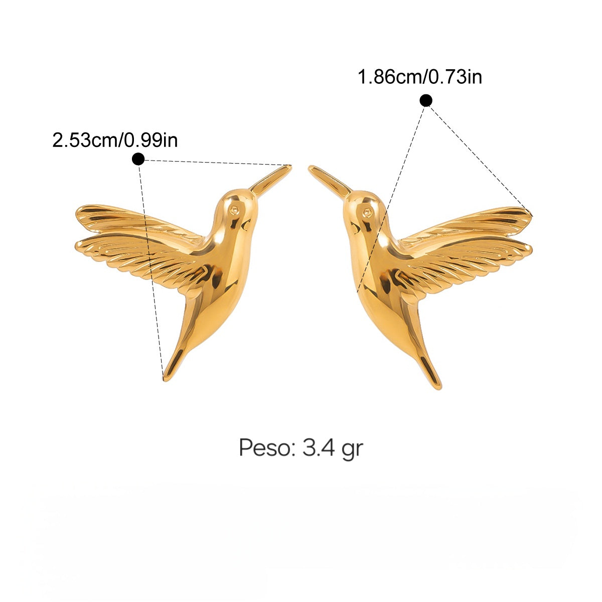 PENDIENTES COLIBRI DORADO