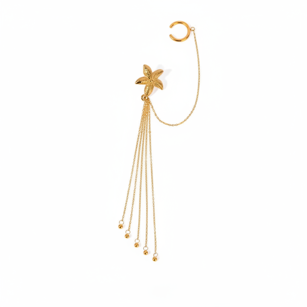 PENDIENTE Y EARCUFF ESTRELLA EN CASCADA
