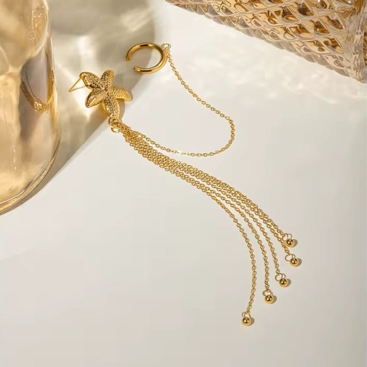 PENDIENTE Y EARCUFF ESTRELLA EN CASCADA